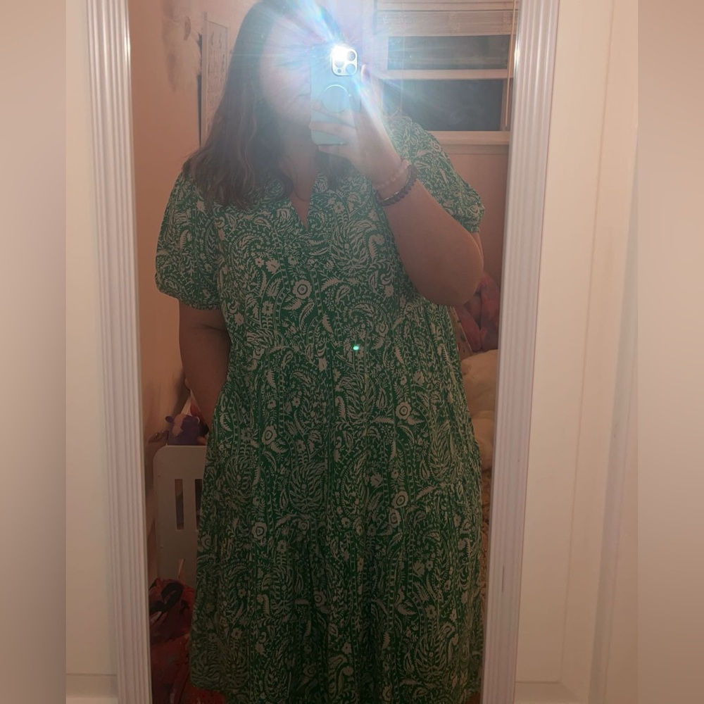 Crown and Ivy Green Floral Dress